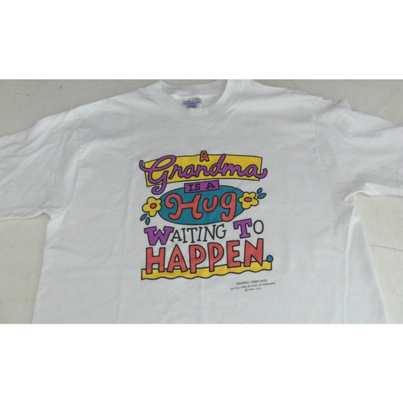 Vtg Hallmark Shoebox Greetings Grandma T-Shirt Hug Waiting 80s Novelty Size L - Picture 1 of 6